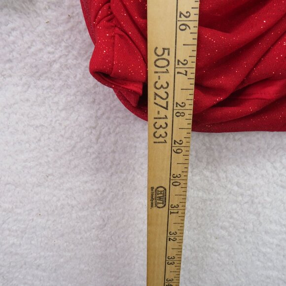 Jump Apparel Dress Size XL Red Long Sleeve Ruched Glitter Mini Knotched Neck New - Picture 11 of 11